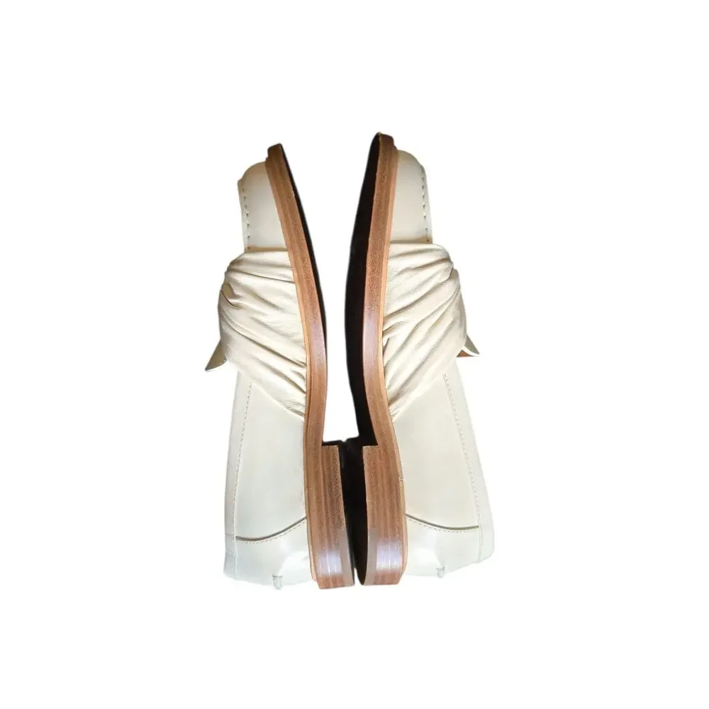 Chloe C Monogram Embellished Italian Leather Cream Flat Loafers
